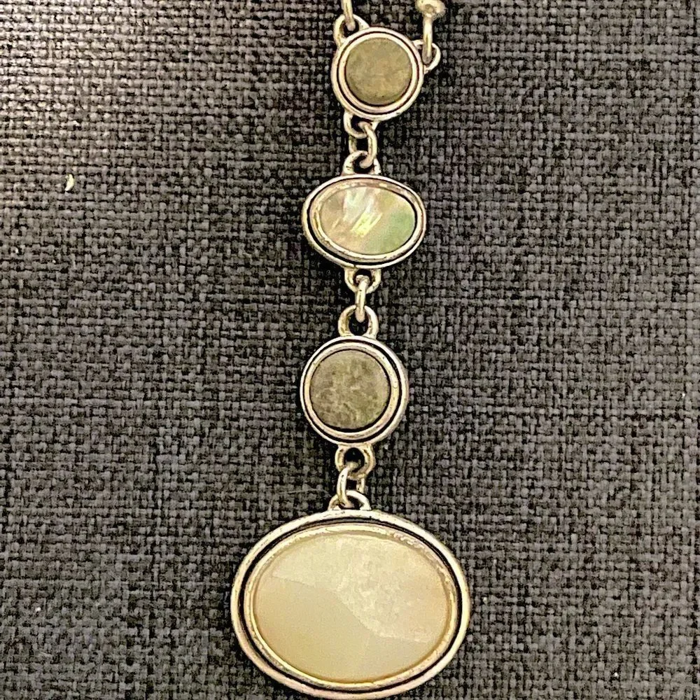 Kenneth Cole 4 Stone (Grey/Cream/Green/Brown ) Stacked Necklace.